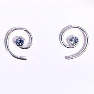 NEW Sterling Silver Petite Swirl Blue Earrings Studs